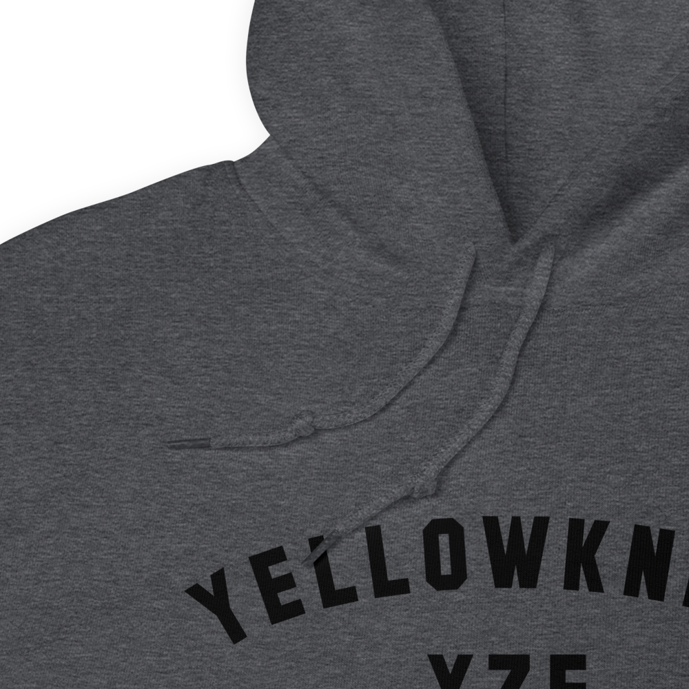 YHM Designs - YZF Yellowknife Airport Code Unisex Hoodie - Minimalist Varsity Design - Black Graphic - Image 08