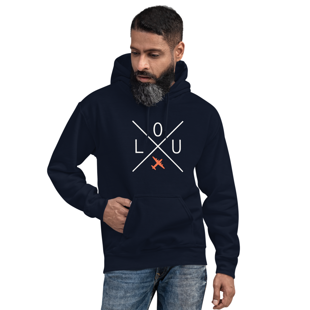 YHM Designs - LOU Louisville Airport Code Unisex Hoodie - Crossed-X Design with Vintage Aircraft - Image 07