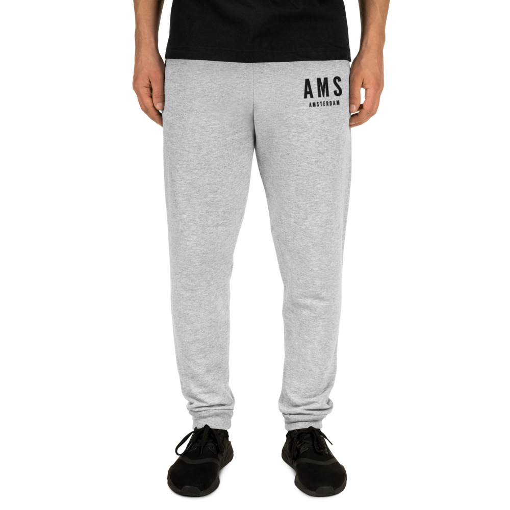 YHM Designs - AMS Amsterdam Joggers, Sweatpants - Embroidered with City Name and Airport Code - Image 05