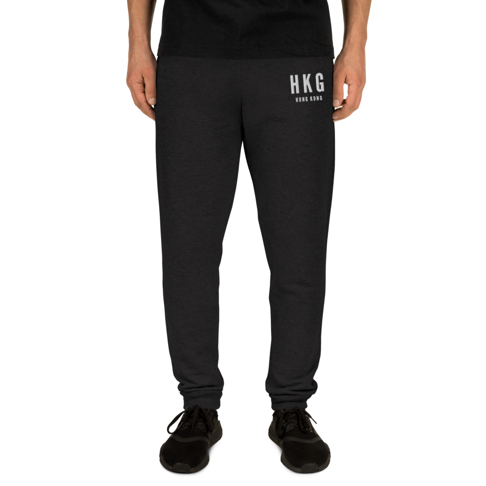 YHM Designs - HKG Hong Kong Joggers, Sweatpants - Embroidered with City Name and Airport Code - Image 01