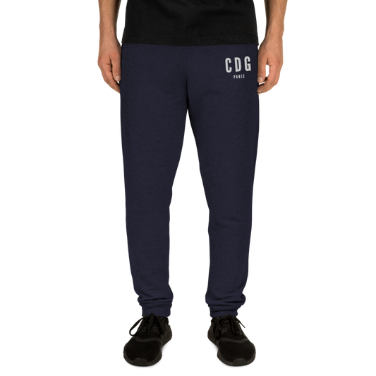 YHM Designs - CDG Paris Joggers, Sweatpants - Embroidered with City Name and Airport Code - Image 01
