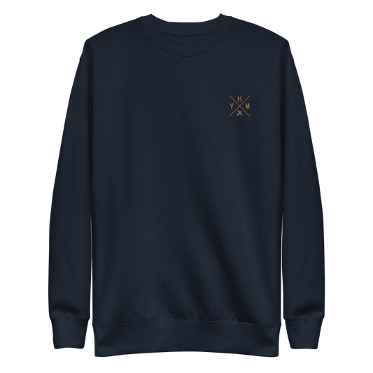 Crossed-X Premium Unisex Sweatshirt • Old Gold Embroidery