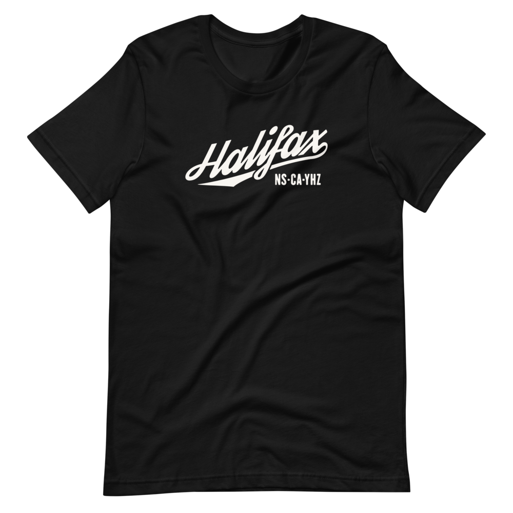 YHM Designs - YHZ Halifax City and Airport Code Adult Unisex T-Shirt - Vintage Script Design - Image 05