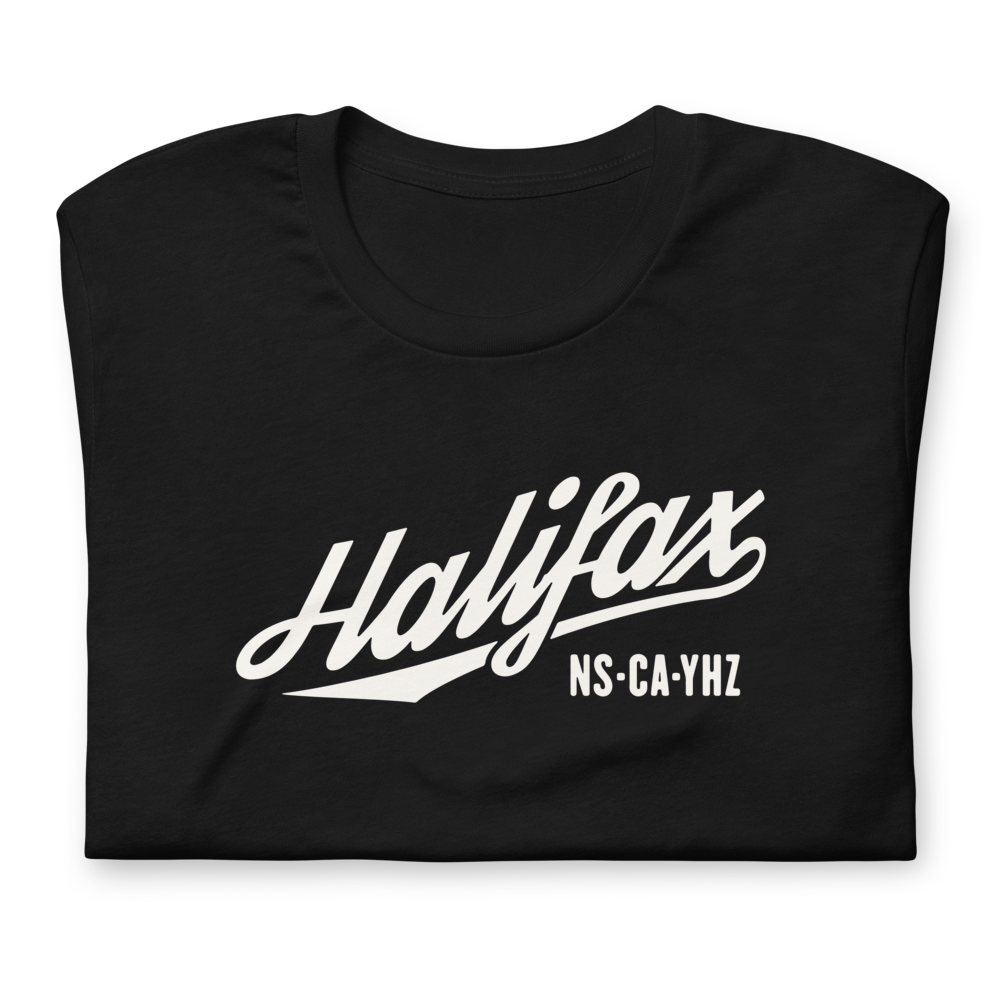 YHM Designs - YHZ Halifax City and Airport Code Adult Unisex T-Shirt - Vintage Script Design - Image 07