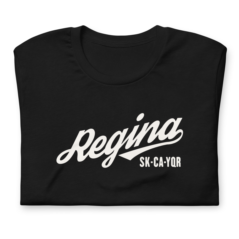 Vintage Script Unisex T-Shirt • YQR Regina • YHM Designs - Image 07