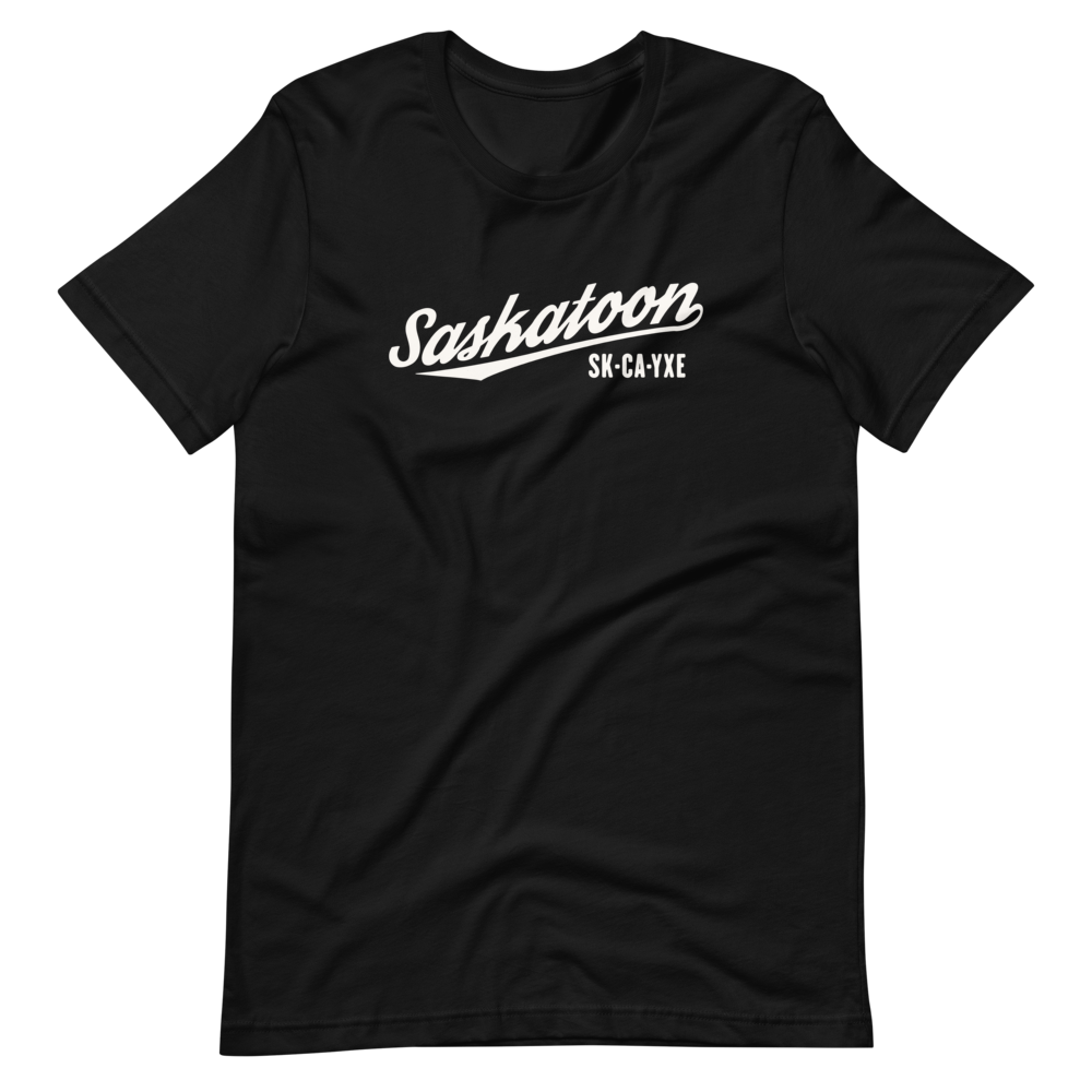 Vintage Script Unisex T-Shirt • YXE Saskatoon • YHM Designs - Image 05