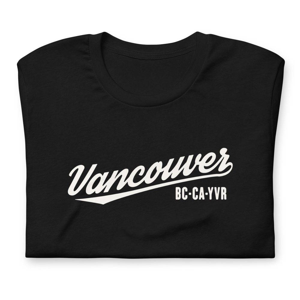 Vintage Script Unisex T-Shirt • YVR Vancouver • YHM Designs - Image 07