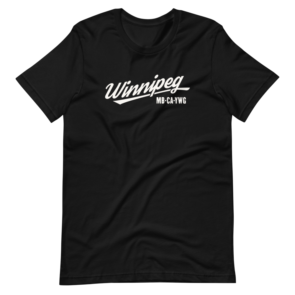 Vintage Script Unisex T-Shirt • YWG Winnipeg • YHM Designs - Image 05