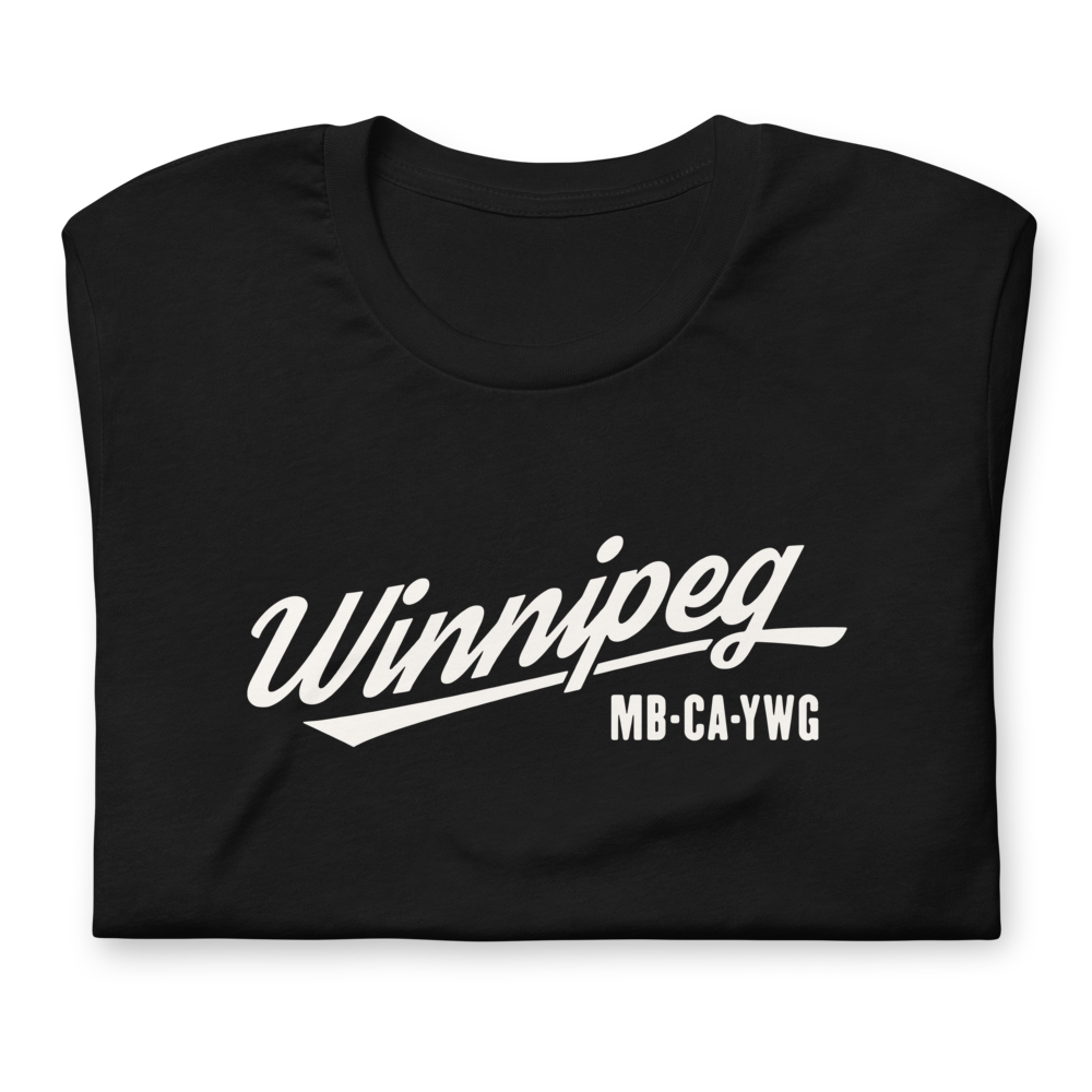 Vintage Script Unisex T-Shirt • YWG Winnipeg • YHM Designs - Image 07