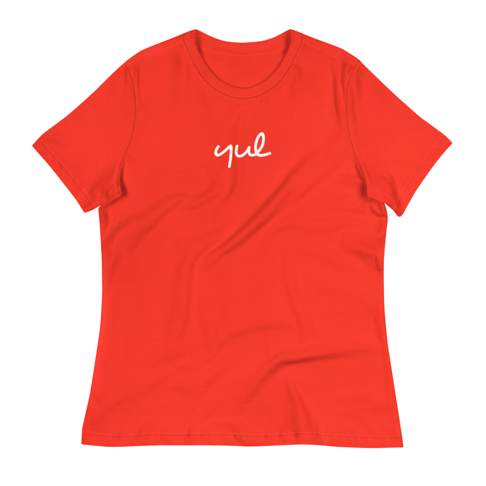 YHM Designs - YUL Montreal Airport Code Women's Relaxed T-Shirt - Handwritten Lettering Design - Image 02
