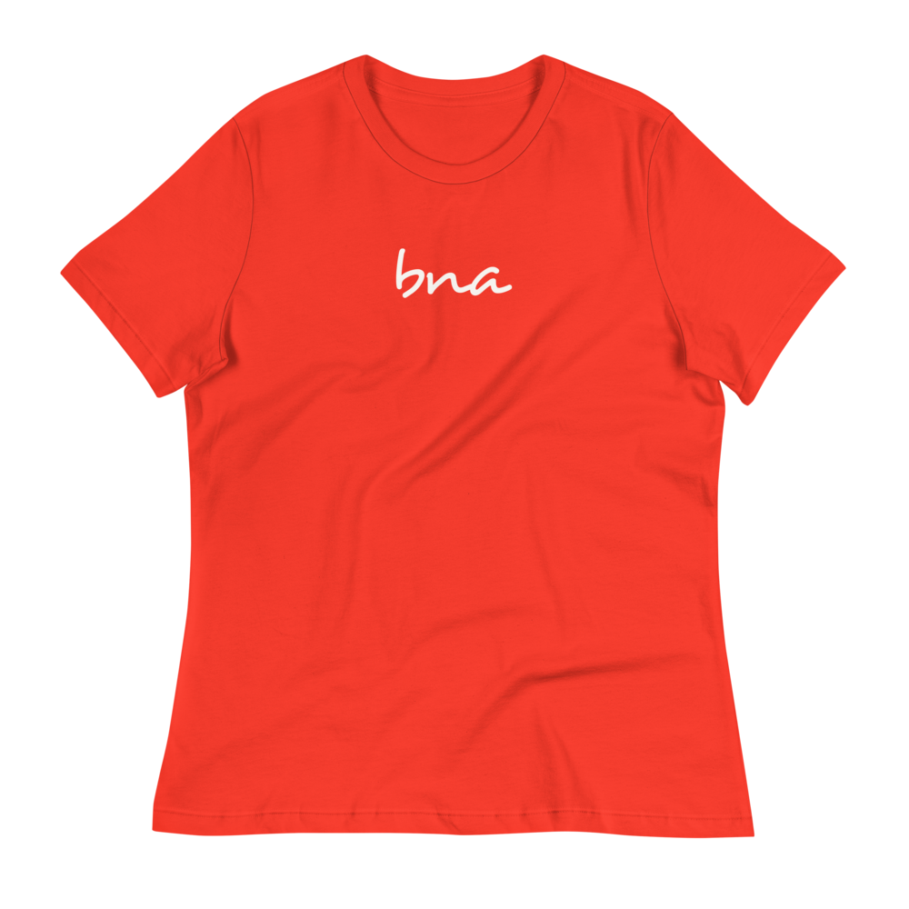 YHM Designs - BNA Nashville Airport Code Women's Relaxed T-Shirt - Handwritten Lettering Design - Image 02