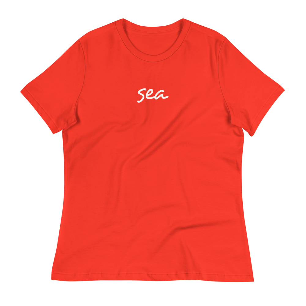 YHM Designs - SEA Seattle Airport Code Women's Relaxed T-Shirt - Handwritten Lettering Design - Image 02