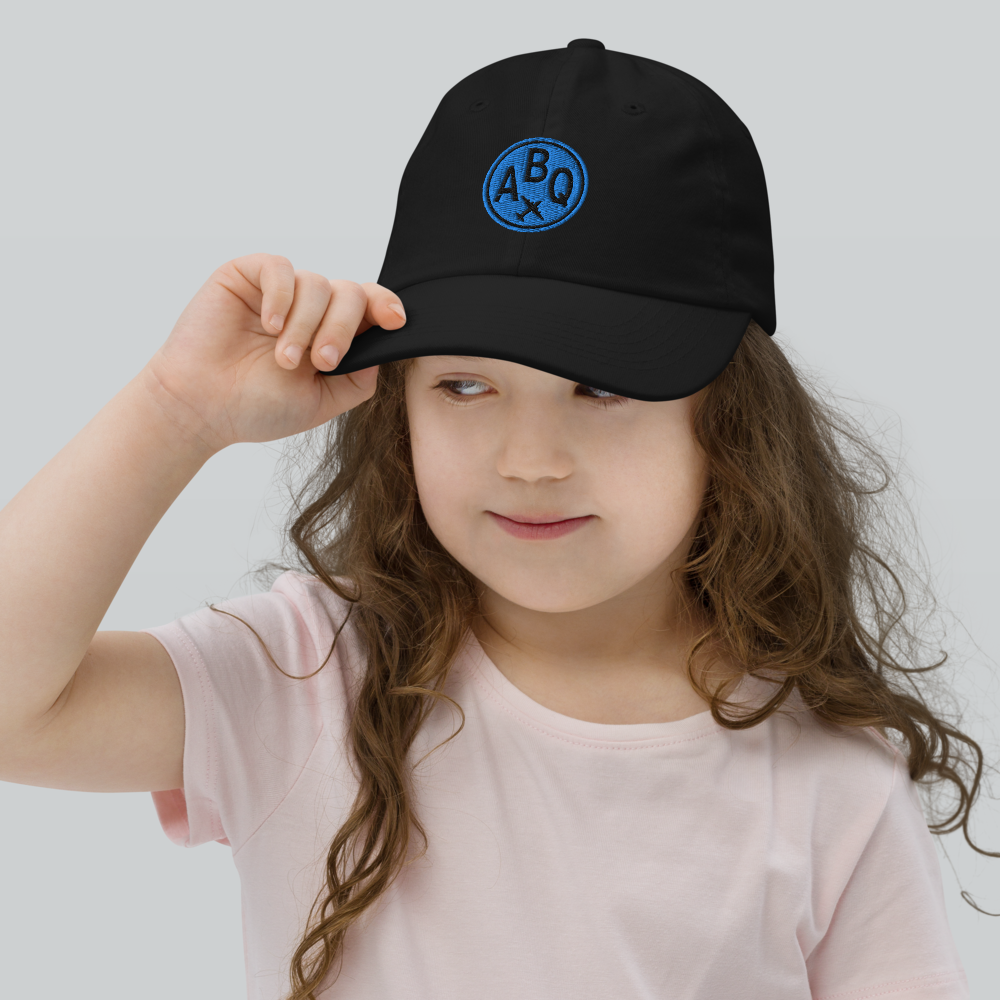 Roundel Kid's Baseball Cap - Aqua • ABQ Albuquerque • YHM Designs - Image 02