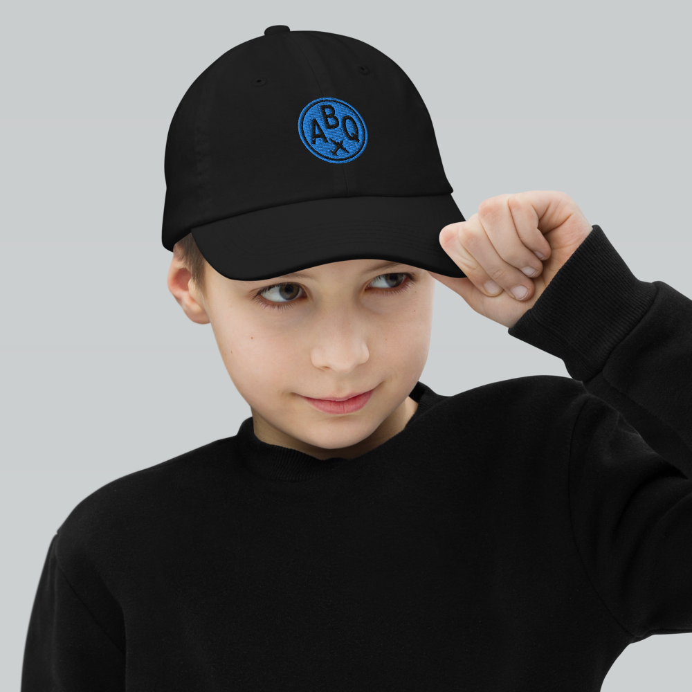 Roundel Kid's Baseball Cap - Aqua • ABQ Albuquerque • YHM Designs - Image 03