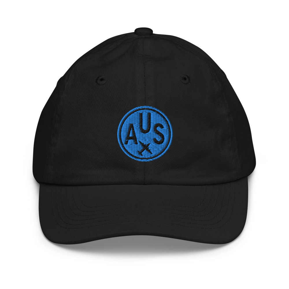 YHM Designs - AUS Austin Kids Hat - Youth Baseball Cap with Airport Code - Travel Gifts for Boys and Girls - Image 1