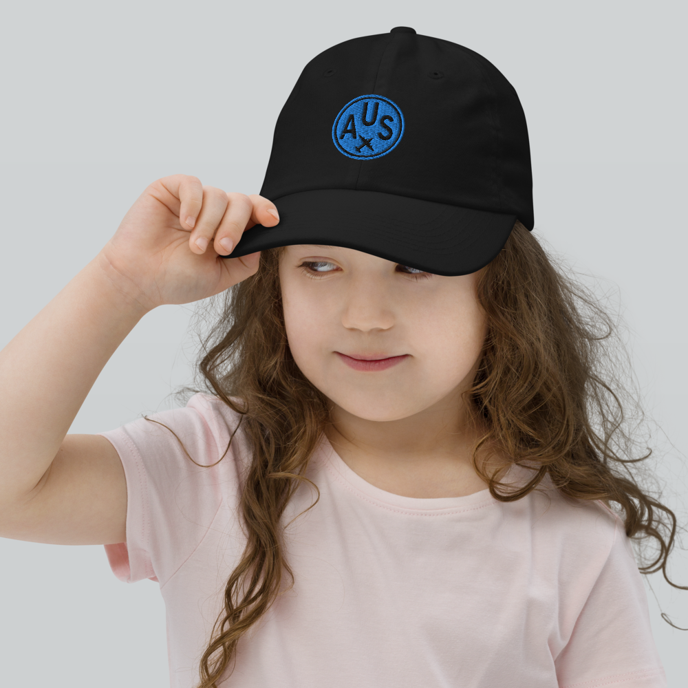 YHM Designs - AUS Austin Kids Hat - Youth Baseball Cap with Airport Code - Travel Gifts for Boys and Girls - Image 2