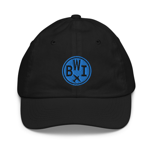 Roundel Kid's Baseball Cap - Aqua • BWI Baltimore • YHM Designs - Image 01