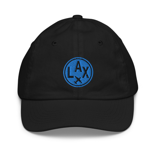 Roundel Kid's Baseball Cap - Aqua • LAX Los Angeles • YHM Designs - Image 01