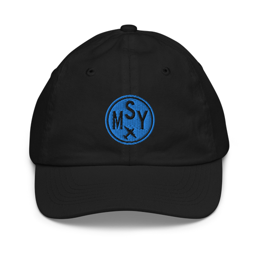 Roundel Kid's Baseball Cap - Aqua • MSY New Orleans • YHM Designs - Image 01