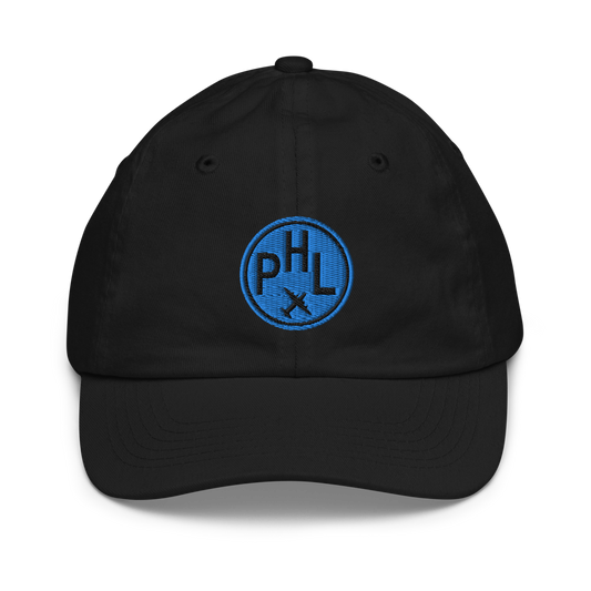 Roundel Kid's Baseball Cap - Aqua • PHL Philadelphia • YHM Designs - Image 01