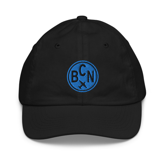 Roundel Kid's Baseball Cap - Aqua • BCN Barcelona • YHM Designs - Image 01