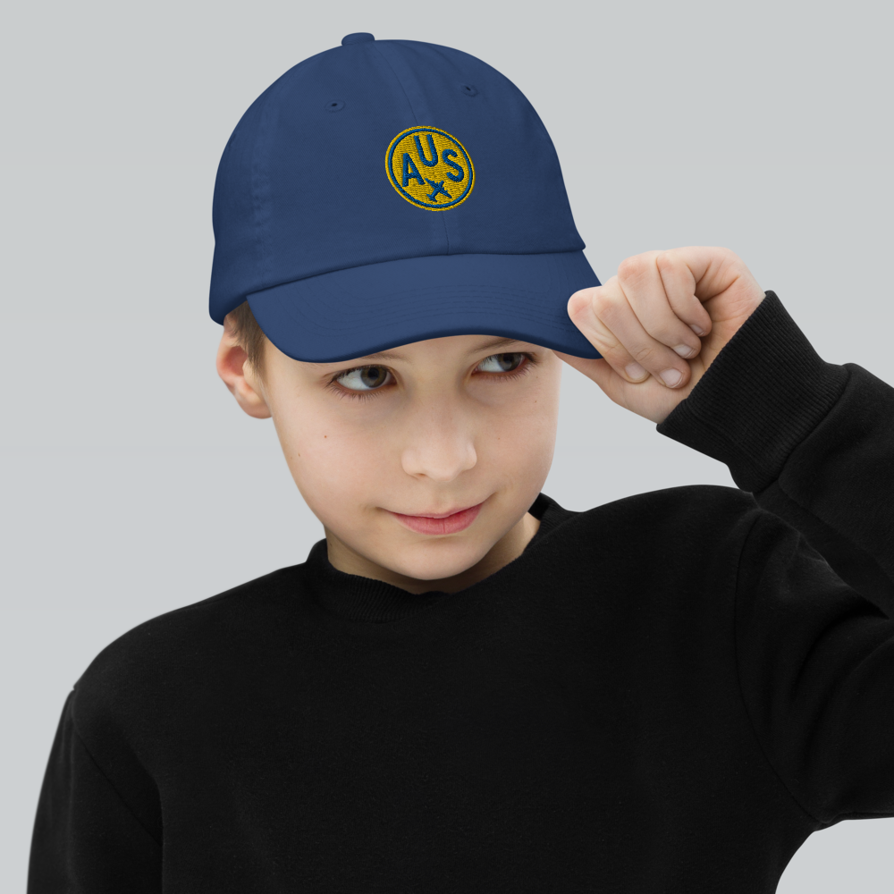 YHM Designs - AUS Austin Kids Hat - Youth Baseball Cap with Airport Code - Travel Gifts for Boys and Girls - Image 3