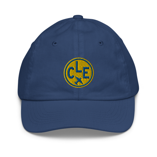 Roundel Kid's Baseball Cap - Gold • CLE Cleveland • YHM Designs - Image 01