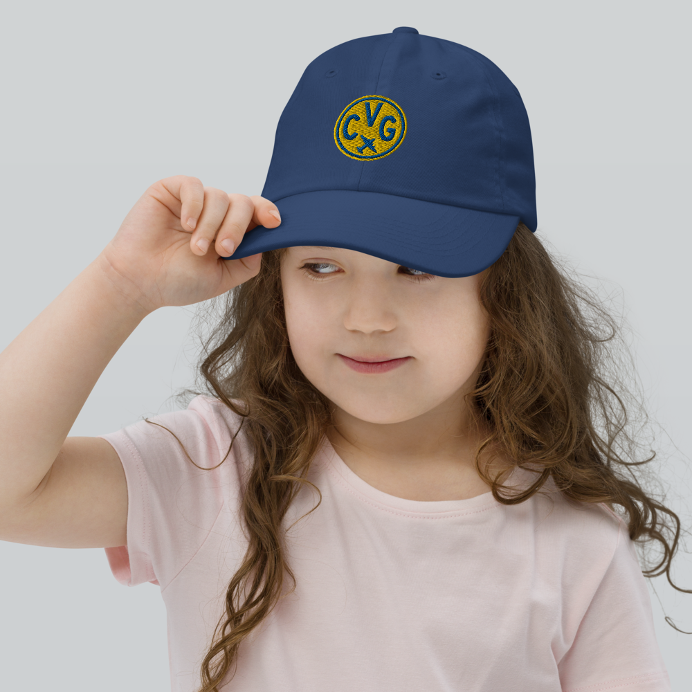 Roundel Kid's Baseball Cap - Gold • CVG Cincinnati • YHM Designs - Image 02