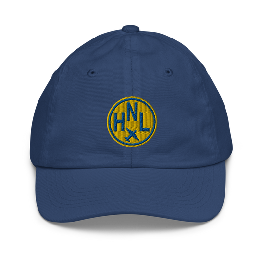 Roundel Kid's Baseball Cap - Gold • HNL Honolulu • YHM Designs - Image 01