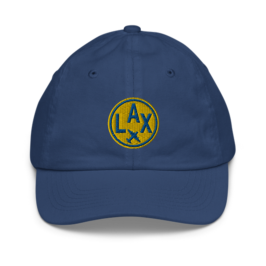 Roundel Kid's Baseball Cap - Gold • LAX Los Angeles • YHM Designs - Image 01