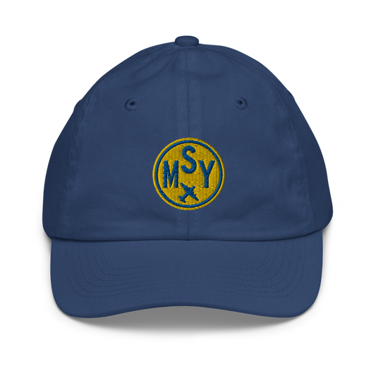 Roundel Kid's Baseball Cap - Gold • MSY New Orleans • YHM Designs - Image 01