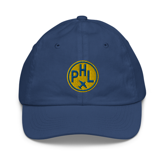 Roundel Kid's Baseball Cap - Gold • PHL Philadelphia • YHM Designs - Image 01