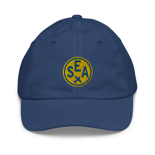 Roundel Kid's Baseball Cap - Gold • SEA Seattle • YHM Designs - Image 01