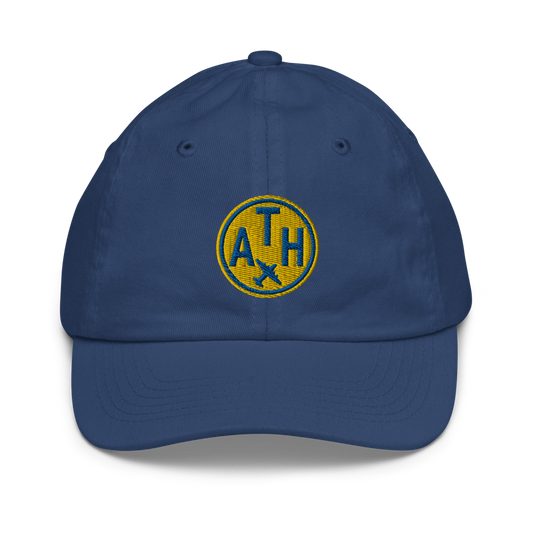 Roundel Kid's Baseball Cap - Gold • ATH Athens • YHM Designs - Image 01