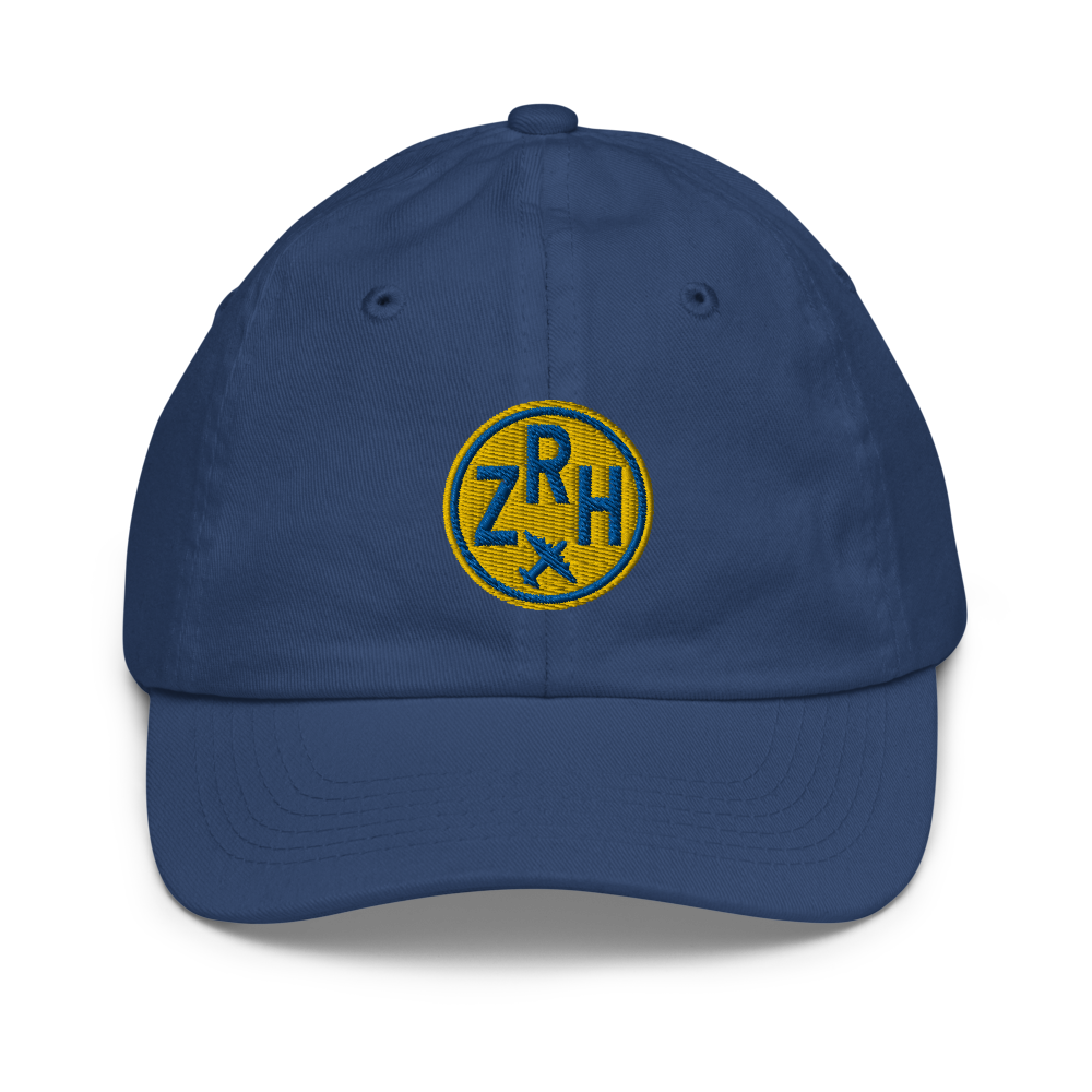 Roundel Kid's Baseball Cap - Gold • ZRH Zurich • YHM Designs - Image 01