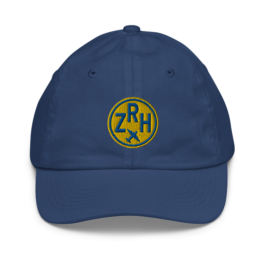 YHM Designs - ZRH Zurich Kids Hat - Youth Baseball Cap with Airport Code - Travel Gifts for Boys and Girls - Image 1