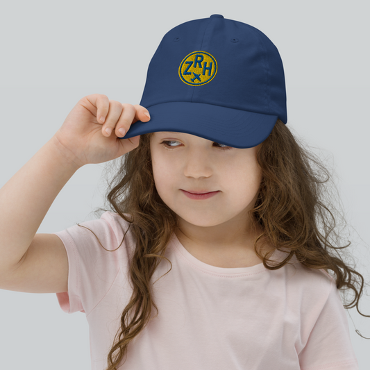 YHM Designs - ZRH Zurich Kids Hat - Youth Baseball Cap with Airport Code - Travel Gifts for Boys and Girls - Image 2